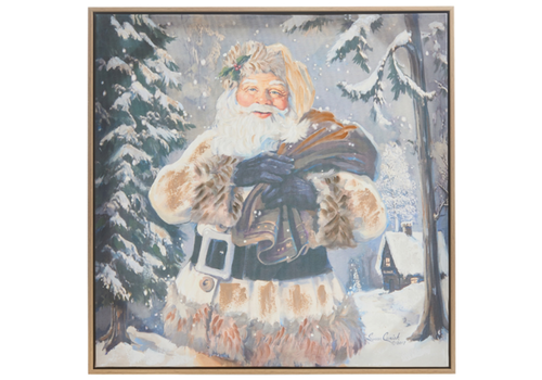  Santa Textured Framed Canvas Wall Art 23.5" 
