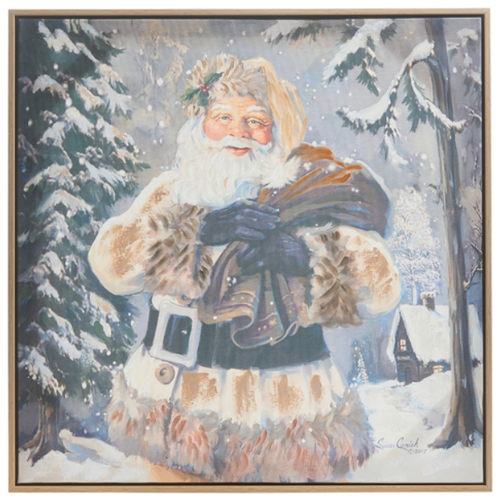  Santa Textured Framed Canvas Wall Art 23.5" 