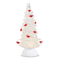 Lighted Tree w/ Cardinals & Swirling Glitter