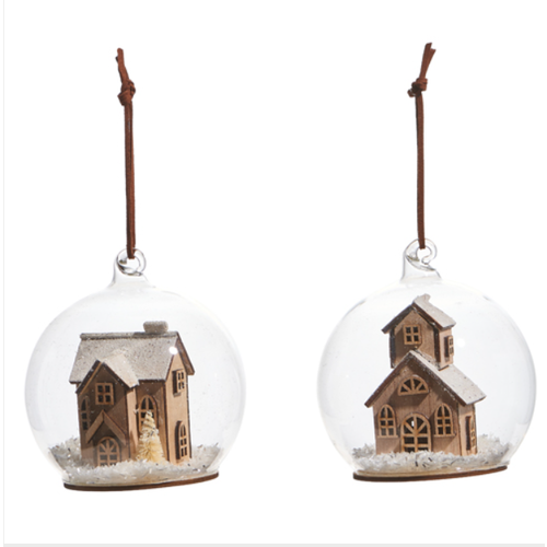  House and Chapel In Globe Ornament 4" 