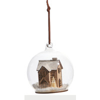 House and Chapel In Globe Ornament 4"