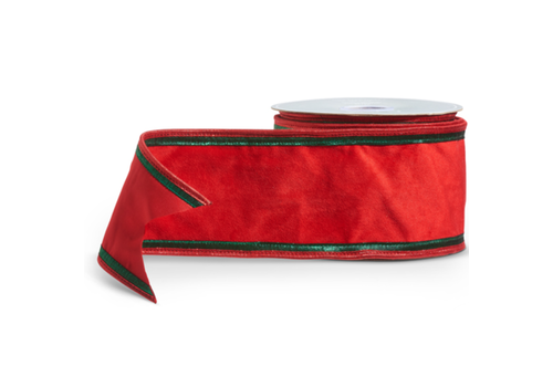  Red Velvet with Green Trim Ribbon 4" 