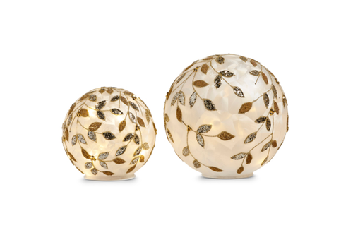  Lighted Champagne Leaf Balls 