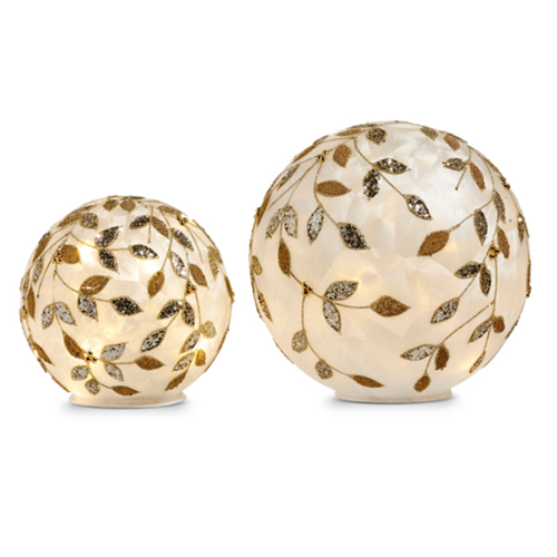  Lighted Champagne Leaf Balls 