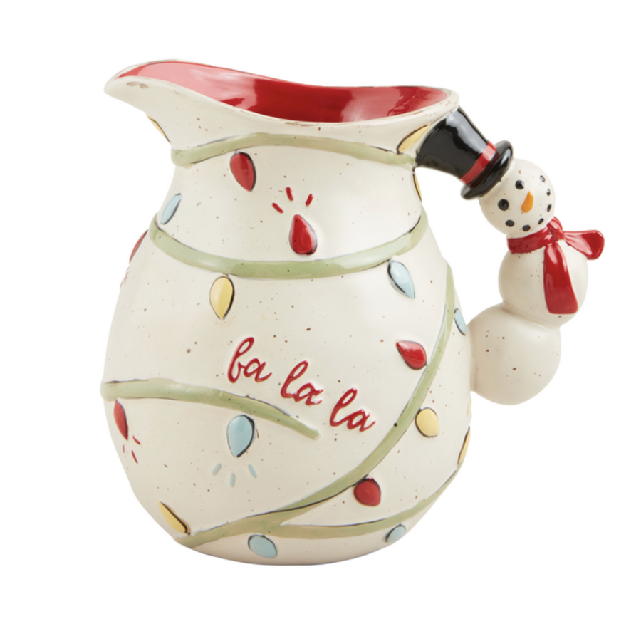80 oz. Stoneware Pitcher with  Snowman Handle
