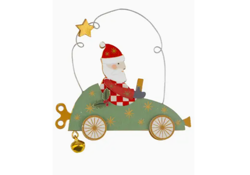  Silver Tree Home & Holiday Car with Santa  Ornament 