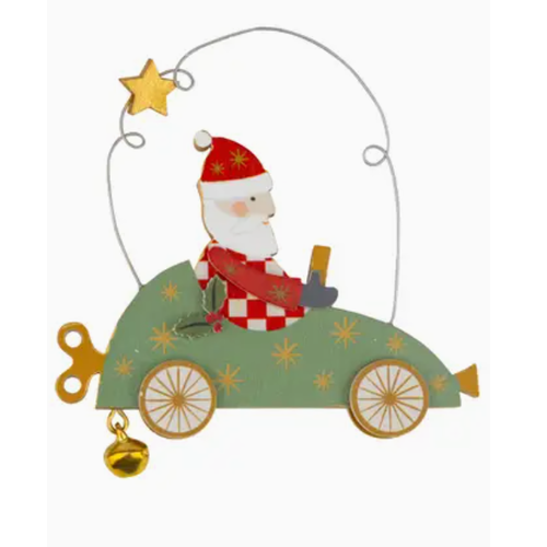  Silver Tree Home & Holiday Car with Santa  Ornament 