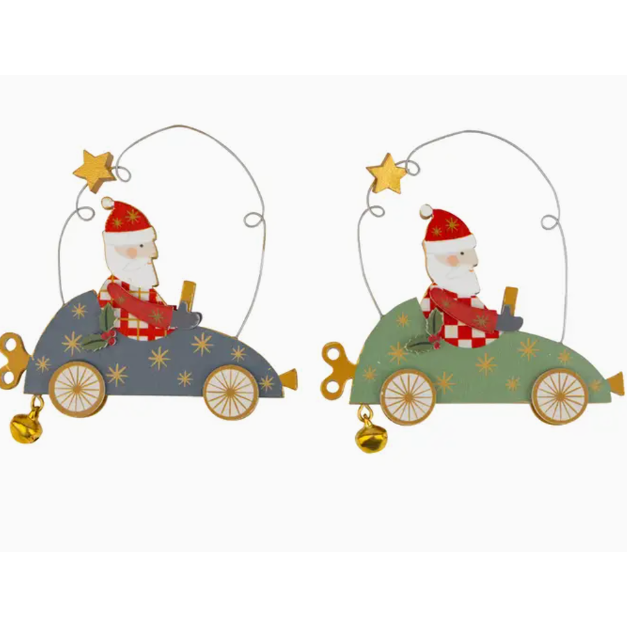 Car with Santa  Ornament
