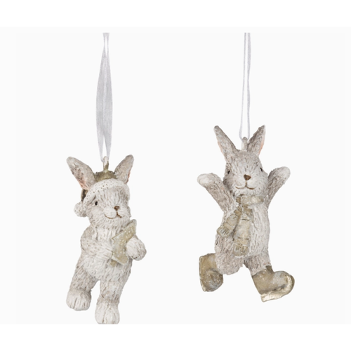  Silver Tree Home & Holiday Resin Rabbit Ornament 