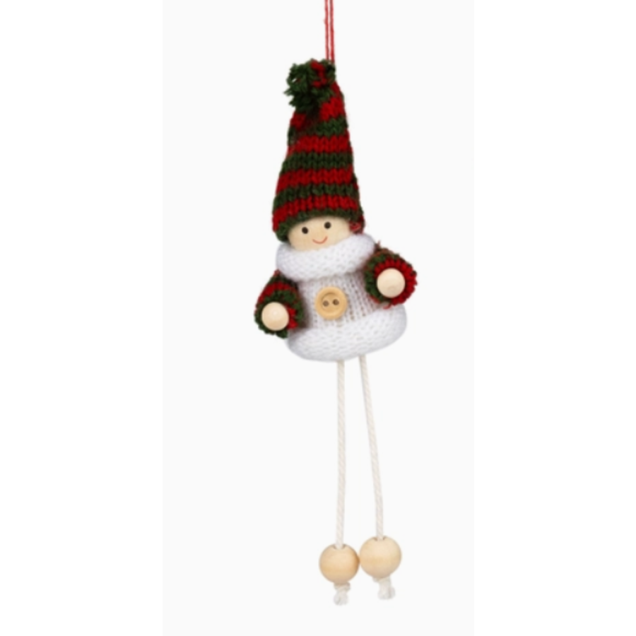 Red/Green Stripe Hat Dangly Leg Ornament