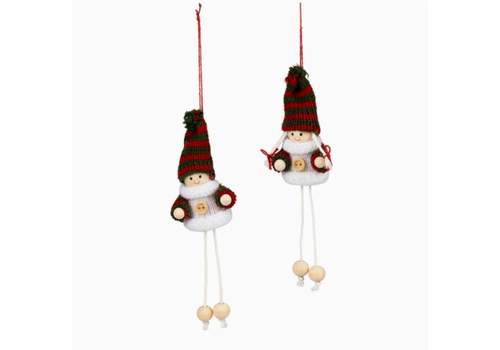  Silver Tree Home & Holiday Red/Green Stripe Hat Dangly Leg Ornament 