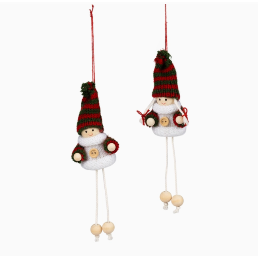 Red/Green Stripe Hat Dangly Leg Ornament