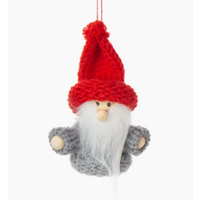 Mini Santa Ornament  with Knit Hat