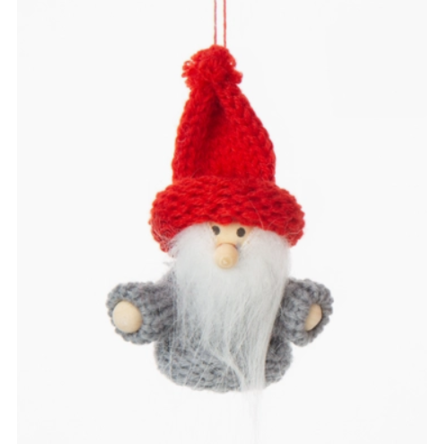 Mini Santa Ornament  with Knit Hat