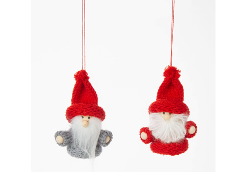  Silver Tree Home & Holiday Mini Santa Ornament  with Knit Hat 