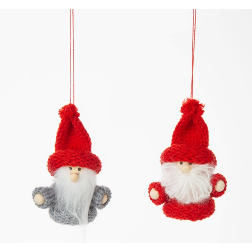  Silver Tree Home & Holiday Mini Santa Ornament  with Knit Hat 