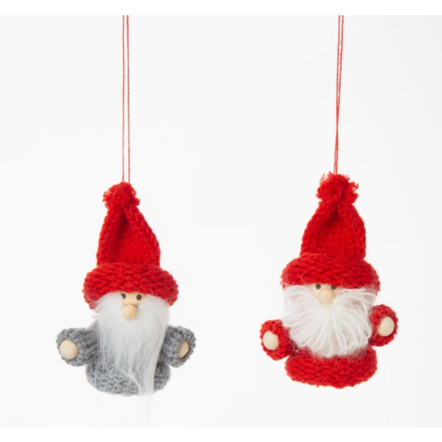 Mini Santa Ornament  with Knit Hat