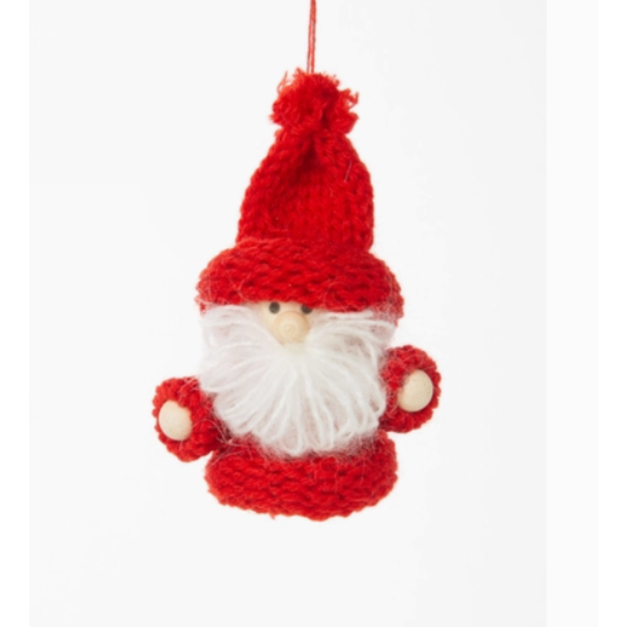 Mini Santa Ornament  with Knit Hat