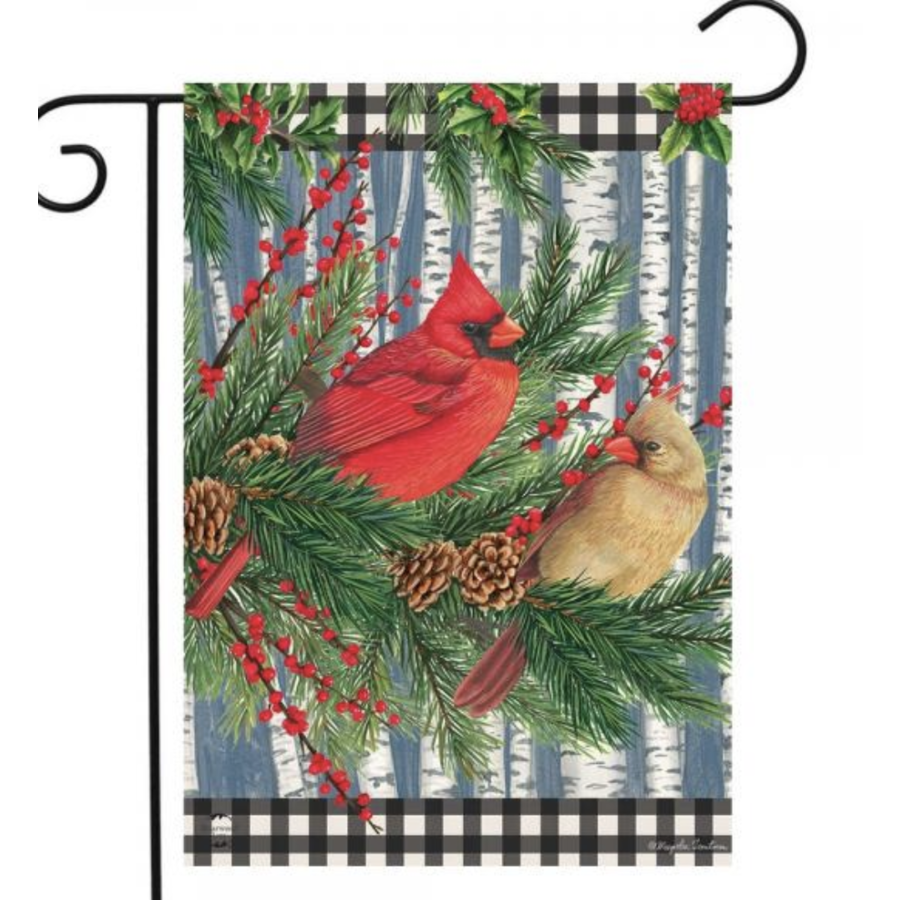 Winter Birch Tree Cardinals Garden Flag