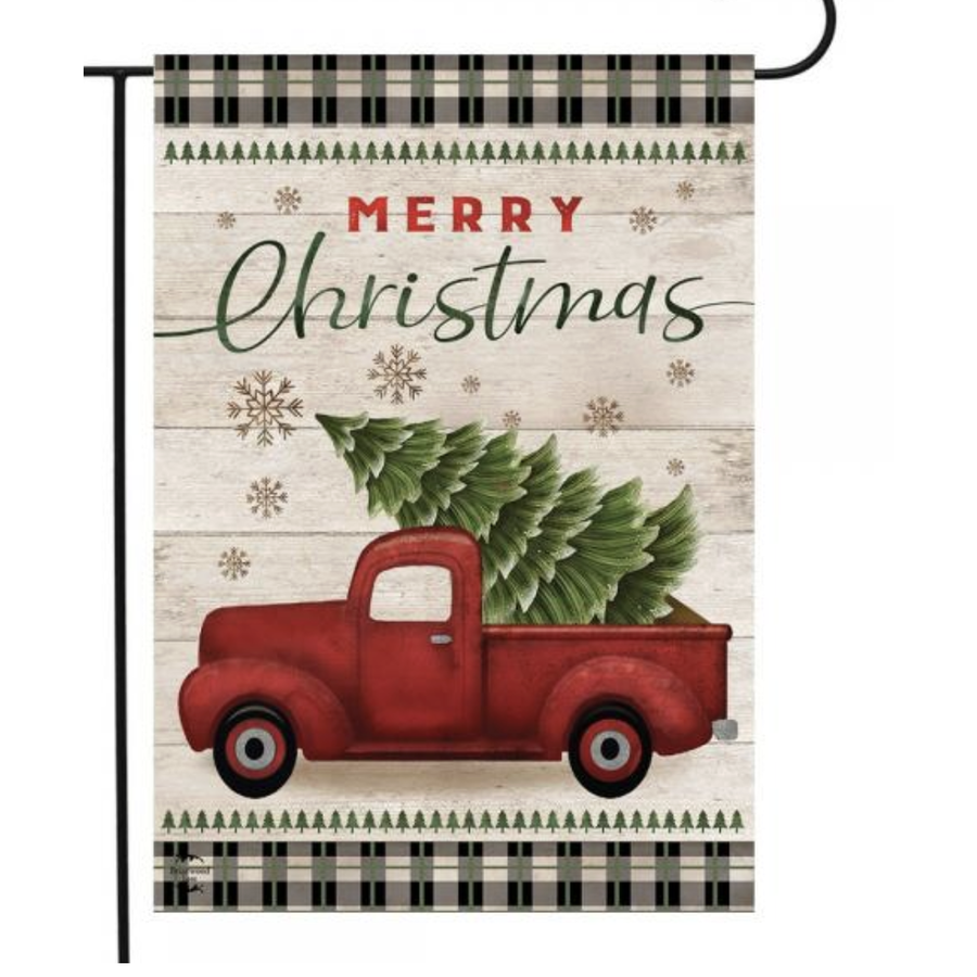 Merry Christmas Pickup Truck Garden Flag