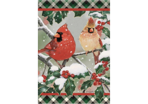  Cardinals In Holly House Flag 