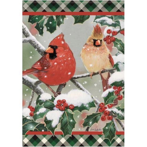  Cardinals In Holly House Flag 