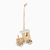 Wood Natural Caboose Ornament 2"