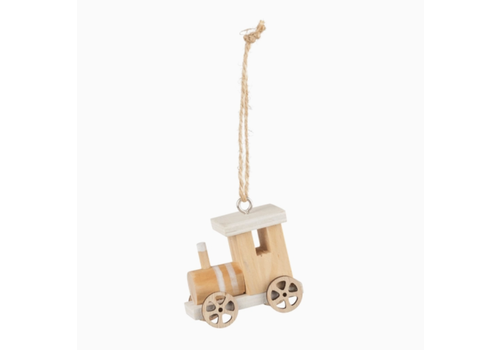  Silver Tree Home & Holiday Wood Natural Caboose Ornament 2" 