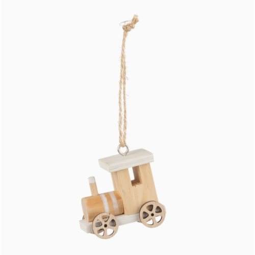  Silver Tree Home & Holiday Wood Natural Caboose Ornament 2" 