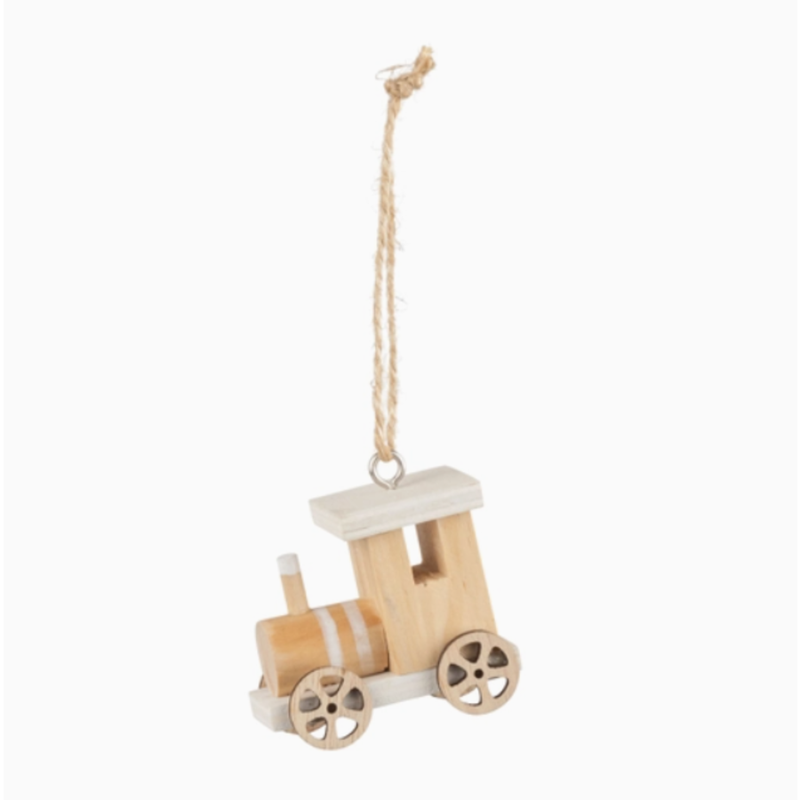 Wood Natural Caboose Ornament 2"
