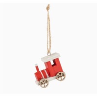 Wood Red/White Caboose Train Ornament