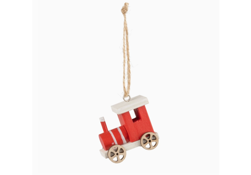  Silver Tree Home & Holiday Wood Red/White Caboose Train Ornament 