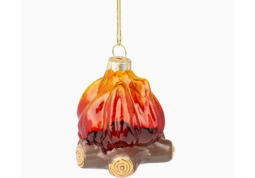 Silver Tree Home & Holiday Glass Flame on Log Ornament 