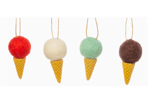  Silver Tree Home & Holiday Felt Ice Cream Cone Ornament 