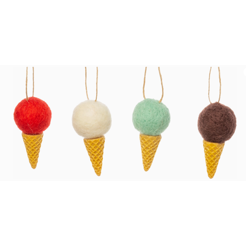  Silver Tree Home & Holiday Felt Ice Cream Cone Ornament 