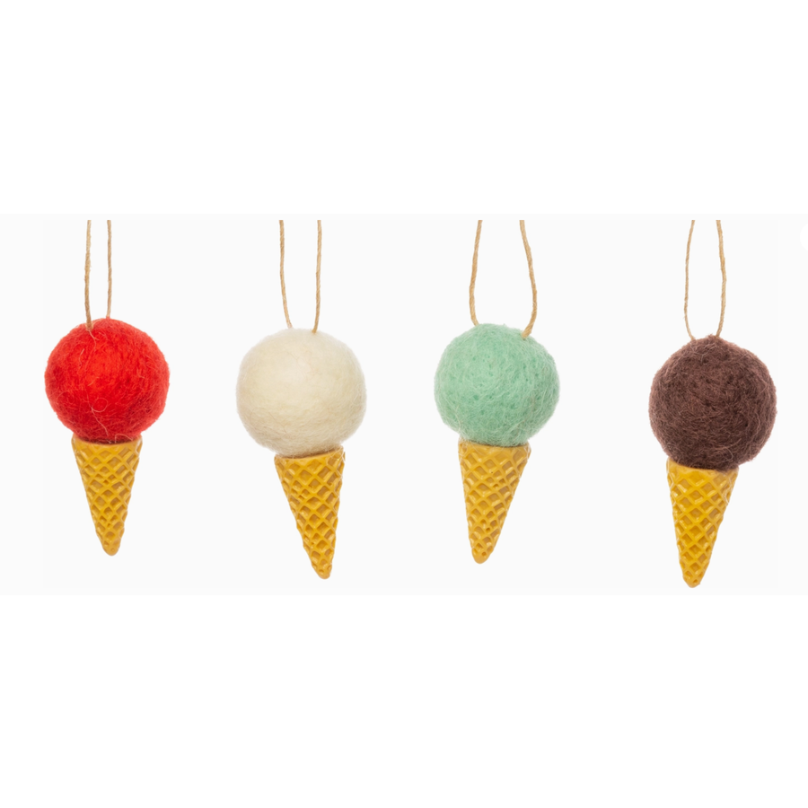 Felt Ice Cream Cone Ornament