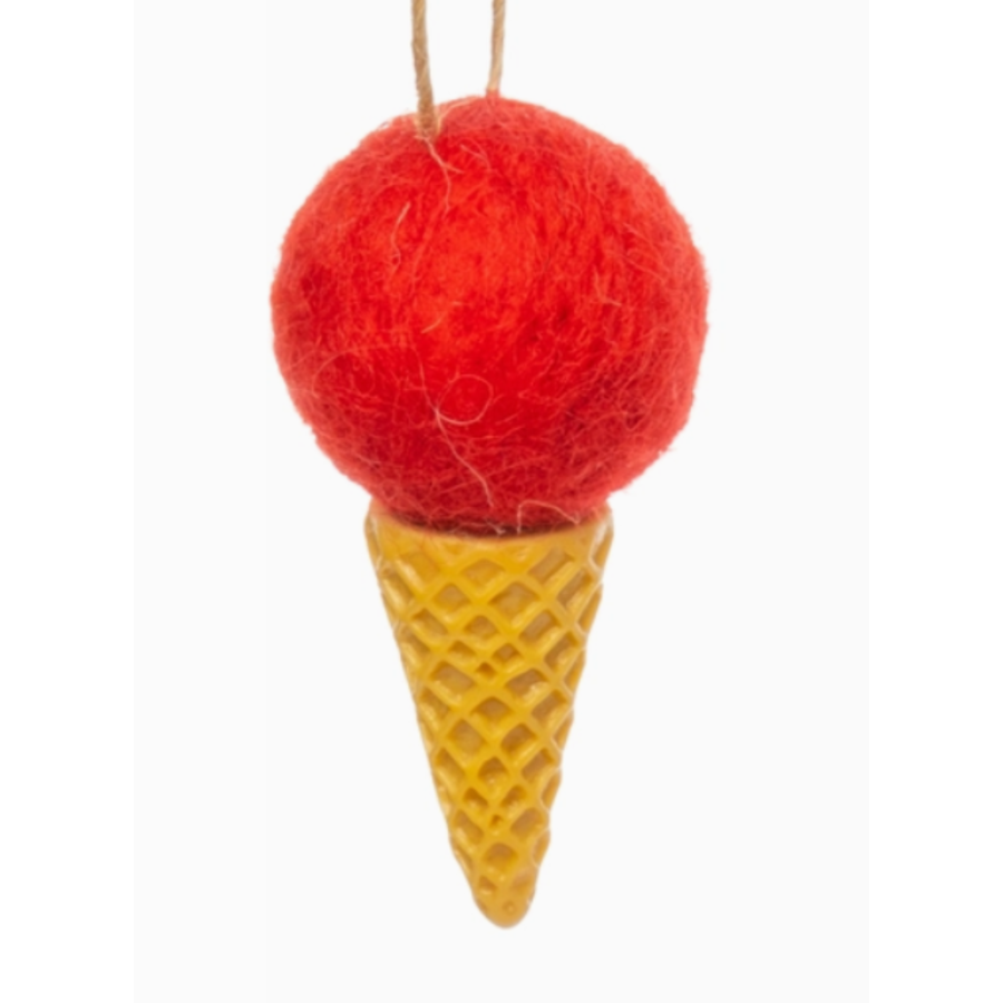 Felt Ice Cream Cone Ornament