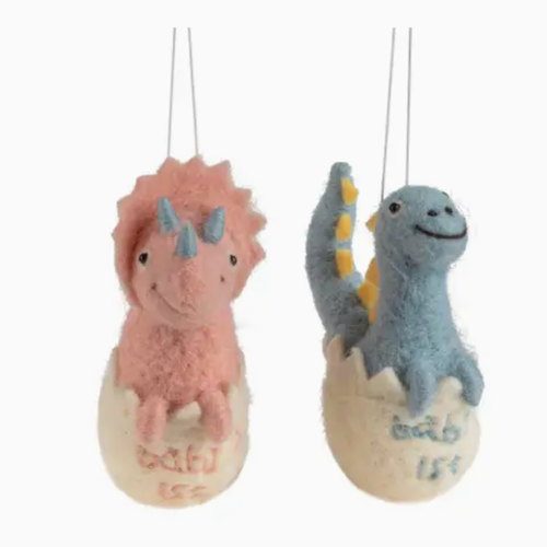  Silver Tree Home & Holiday "Baby's 1st" Embroidered Dinosaur Ornament 