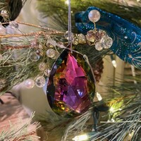 Cut Glass Drop Ornament  with Peacock Finish
