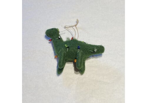  Silver Tree Home & Holiday Felt Dino with Lights Ornament 