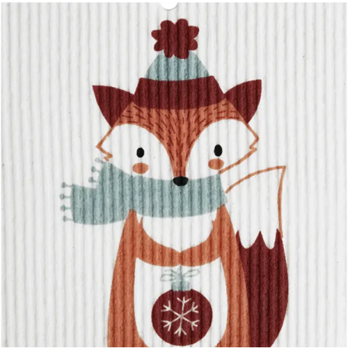  Talla Imports Fox with Ornament Swedish Wash Towel 