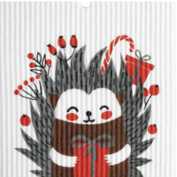 Hedgehog with Gifts Swedish Wash Towel