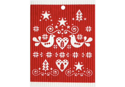  Talla Imports Christmas Birds Swedish Wash Towel 