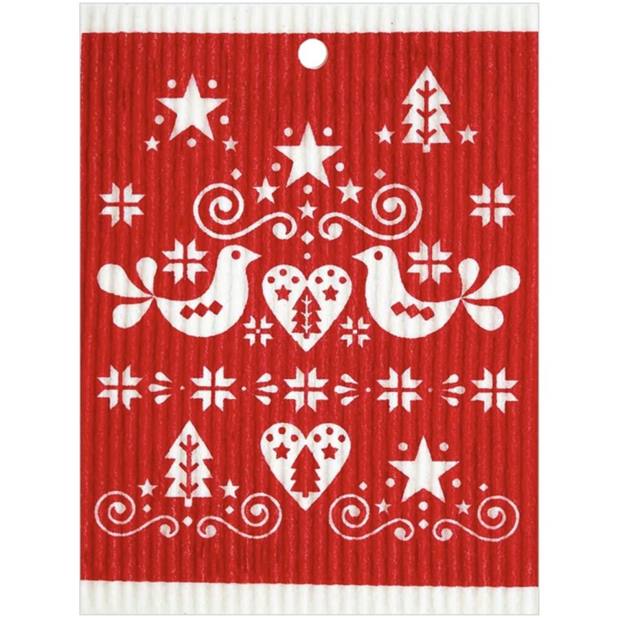 Christmas Birds Swedish Wash Towel