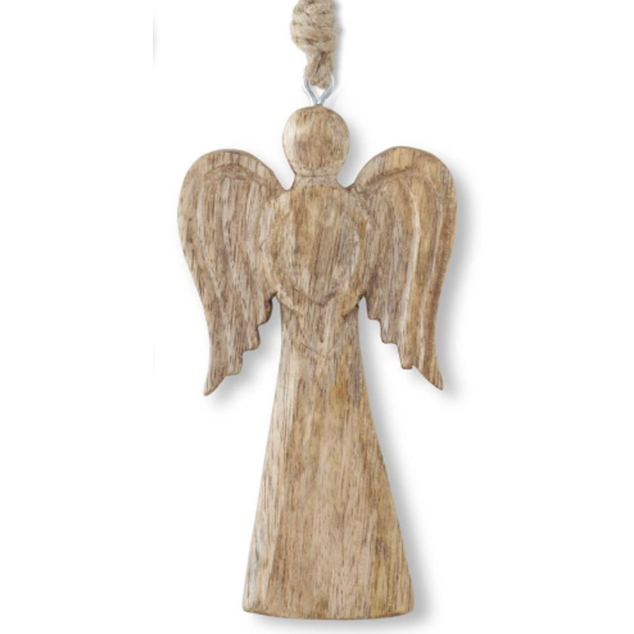 6" Mango Wood Ornament with Jute Hanger
