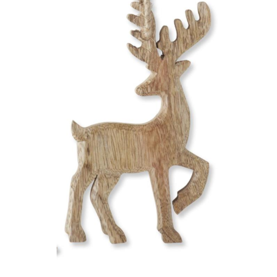 6" Mango Wood Ornament with Jute Hanger