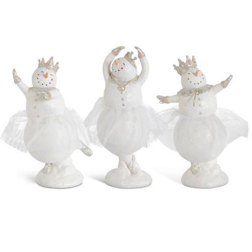  K & K Interiors Inc Glittered Snow Ballerina Figurine with Tulle Tutu 
