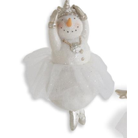 Glittered Snow Ballerina with Tulle Tutu Ornament