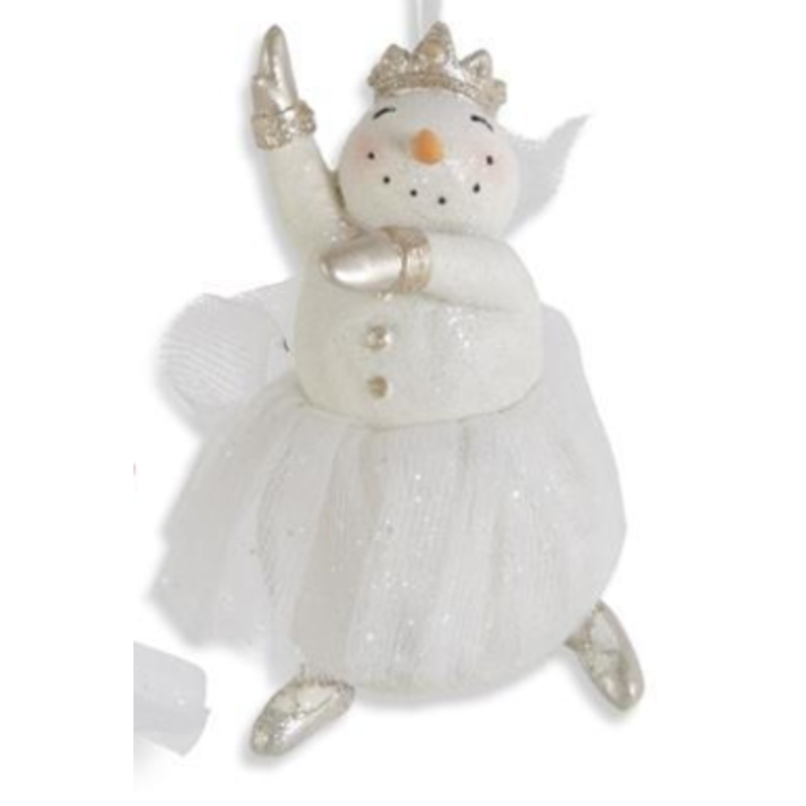 Glittered Snow Ballerina with Tulle Tutu Ornament