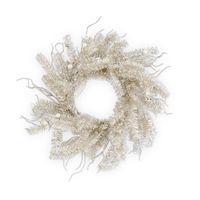18" Champagne Tinsel Twig & Pearl Wreath